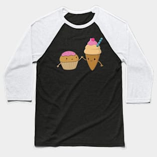 Cute and Kawaii Cupcake and Ice Cream Baseball T-Shirt